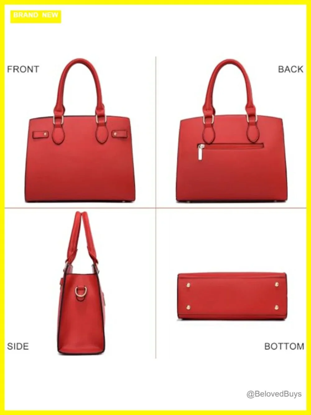 PU Leather Tote Bag Crossbody Satchel Shoulder Handbag with Top Zipper